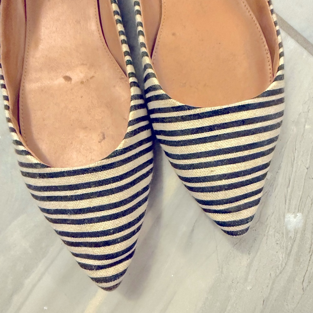 J. Crew Black and White Striped Women's Flats